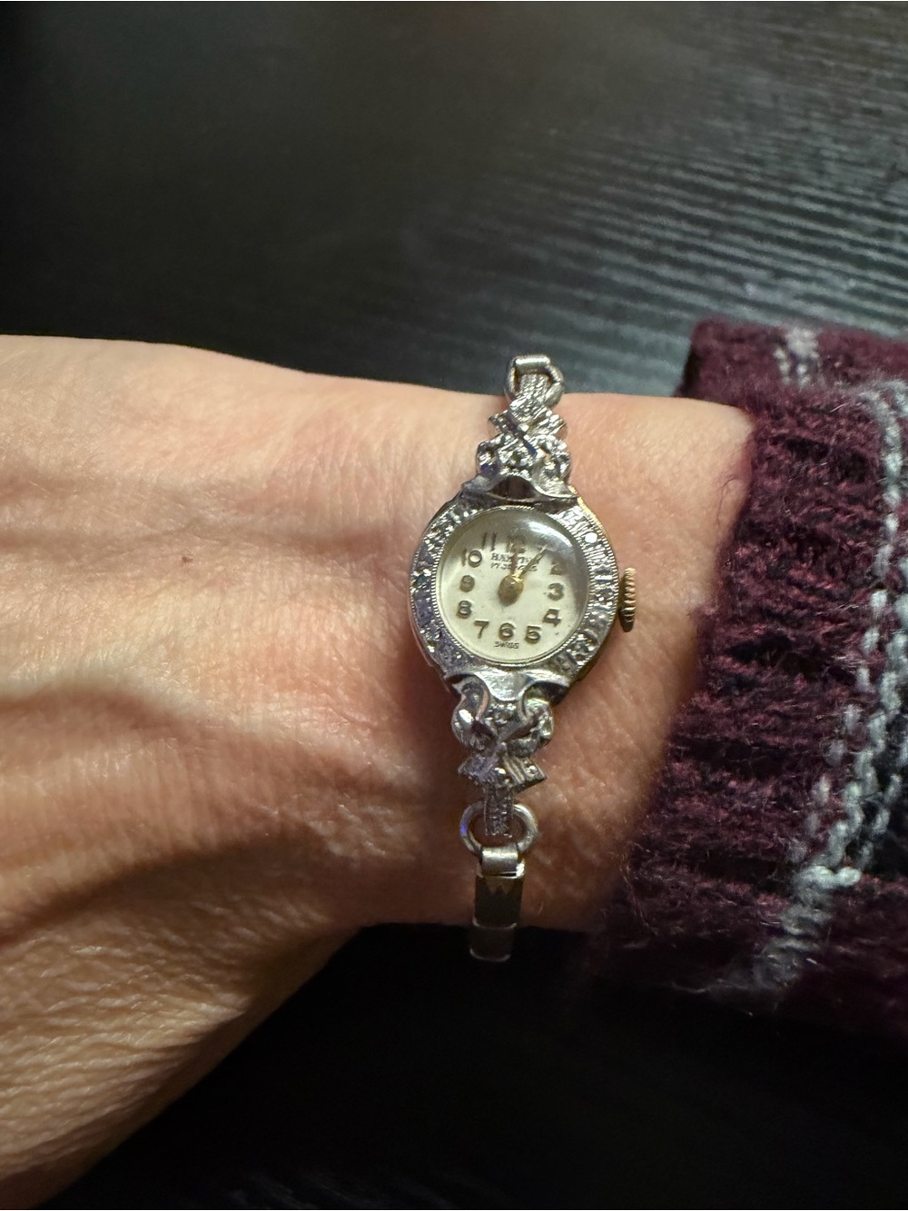 Vintage Silver-Tone Women's Bracelet Watch - Silver lady’s Hamilton 10k filled